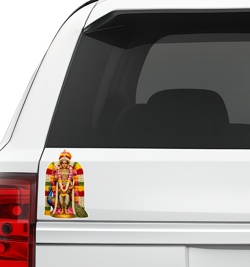 Smeeps Lord Murugan Standing Idol Sticker – 11.43 × 7.62 cm (4.5 × 3 Inch) Hindu Religious Vinyl Decal for Car, Bike, Door & Wall | Waterproof UV Resistant Devotional Sticker