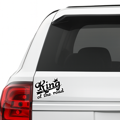 Smeeps King of the Road Sticker – 10.16 × 7.62 cm (4 × 3 Inch) Waterproof Vinyl Car & Bike Decal | Stylish Typography Vehicle Sticker | UV Resistant Washproof Graphic | Pack of 1