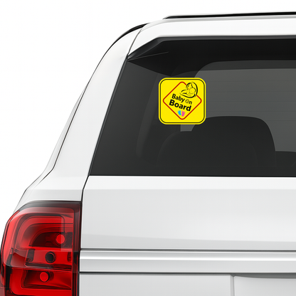 Smeeps Baby on Board Car Sticker – 14 × 14 cm (5.5 × 5.5 Inch) Safety Warning Vinyl Decal for Car | Waterproof UV Resistant Baby Safety Sticker