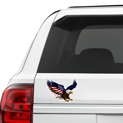 Smeeps American Eagle Sticker – 11.43 × 8.64 cm (4.5 × 3.4 Inch) Premium Vinyl Decal | Patriotic Flying Eagle Flag Design | Waterproof UV Resistant Wash Proof | Pack of 1
