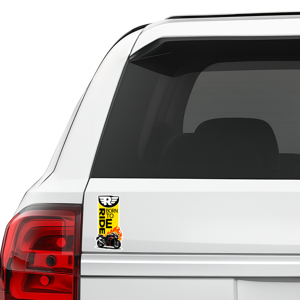 Smeeps Born To Ride Bike Vinyl Sticker – 11.43 × 5.85 cm (4.5 × 2.3 Inch) Waterproof Motorcycle Decal | Rider Graphic Sticker | UV Resistant Wash Proof | Pack of 1
