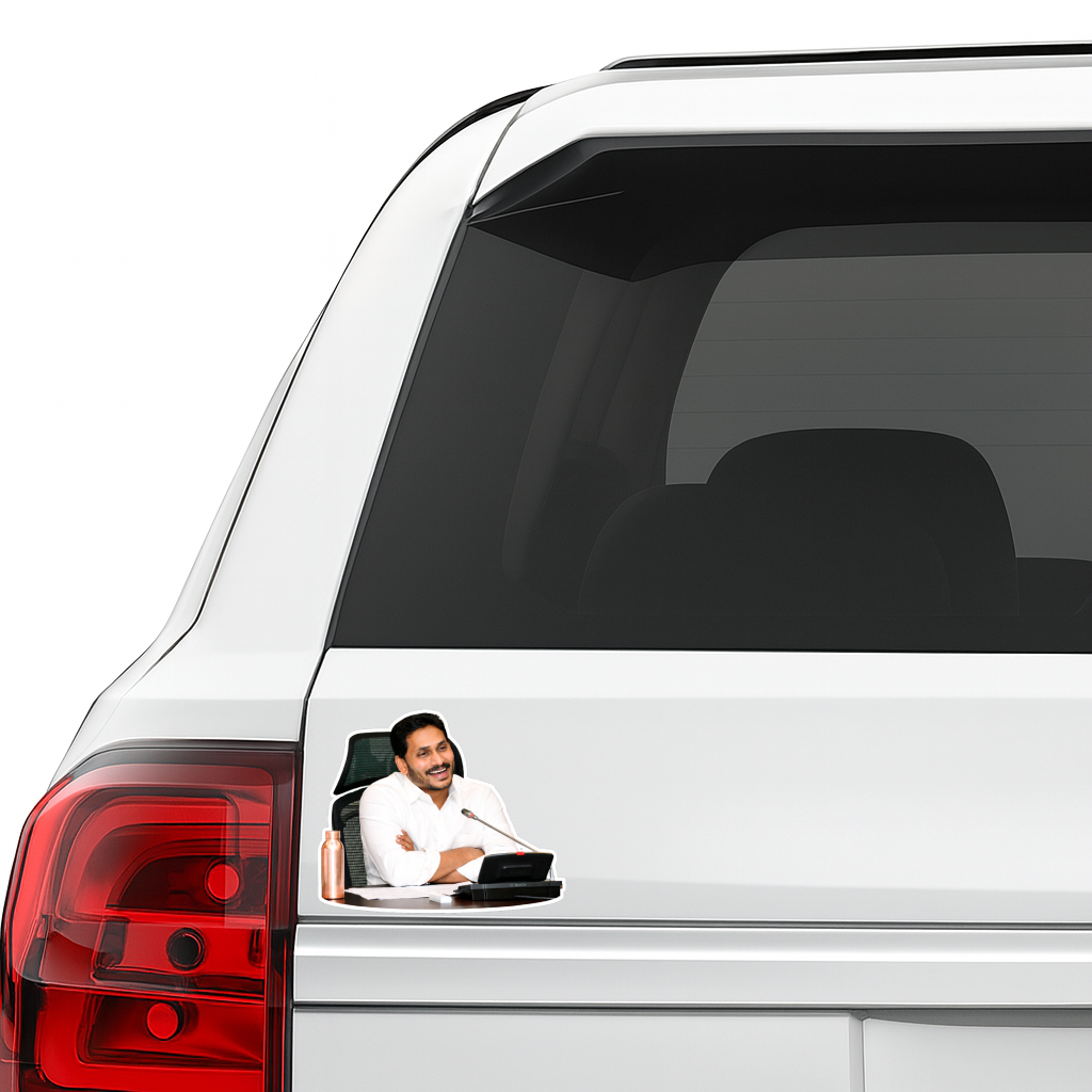 Smeeps Political Leader Meeting Portrait Vinyl Sticker – 11.43 × 9.15 cm (4.5 × 3.6 Inch) Waterproof Car Bike Laptop Decal | UV Resistant Wash Proof Premium Die-Cut Sticker | Pack of 1