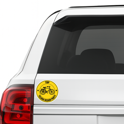 Smeeps TDP Telugu Desam Party Bicycle Symbol Vinyl Sticker – 10.16 × 10.16 cm (4 × 4 Inch) Round Political Car Bike Sticker | Waterproof UV Resistant Wash Proof | Pack of 1