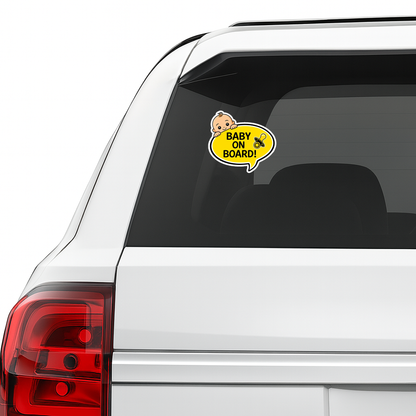 Smeeps Baby on Board Car Sticker – 14 × 13.71 cm (5.5 × 5.4 Inch) Cute Baby Safety Speech Bubble Vinyl Decal for Car | Waterproof UV Resistant Baby Sticker