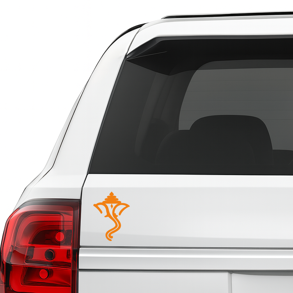 Smeeps Lord Ganesha Symbol Vinyl Sticker – 10.93 × 7.62 cm (4.3 × 3 Inch) Waterproof Bike & Car Decal | Minimal Ganpati Logo Sticker | UV Resistant Wash Proof | Pack of 1