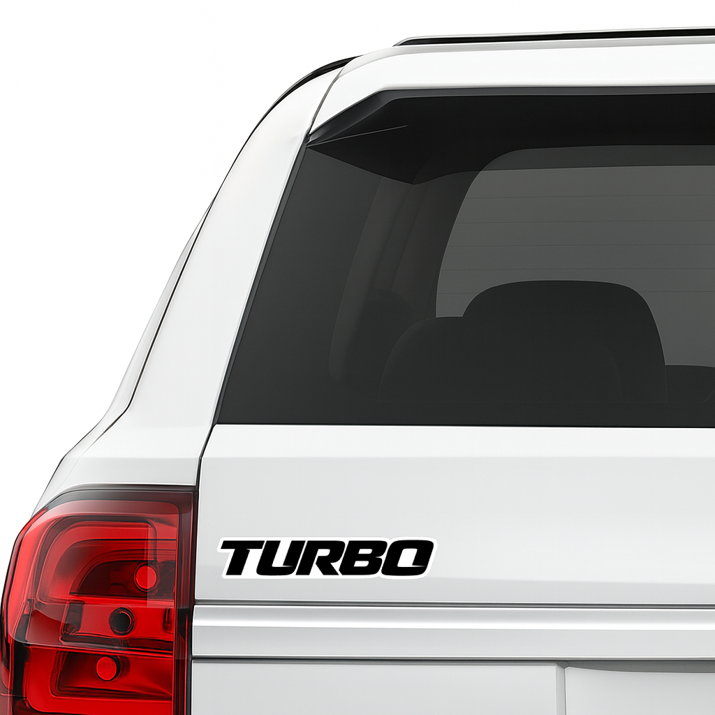 Smeeps Turbo Text Vinyl Sticker – 13.47 × 2.54 cm (5.3 × 1 Inch) Waterproof Die-Cut Car Sticker | UV Resistant Washproof Turbo Decal for Car, Bike, Helmet & Laptop | Pack of 1