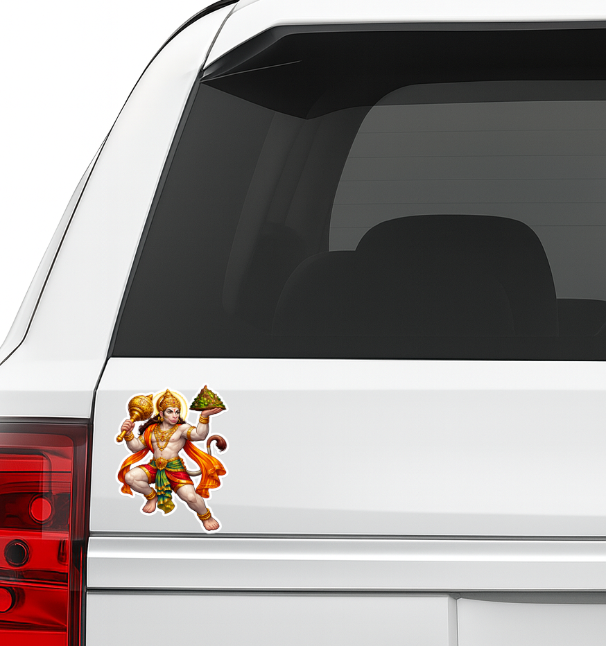 Smeeps Lord Hanuman Powerful Car & Bike Sticker – 11.43 × 8.89 cm (4.5 × 3.5 Inch) Premium Vinyl Decal | Waterproof UV Resistant Religious Sticker