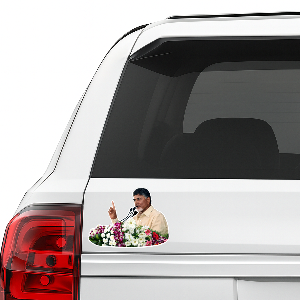 Smeeps N. Chandrababu Naidu Speech Vinyl Sticker – 10.16 × 7.62 cm (4 × 3 Inch) Political Leader Die-Cut Car Sticker | Waterproof UV Resistant Wash Proof | Pack of 1