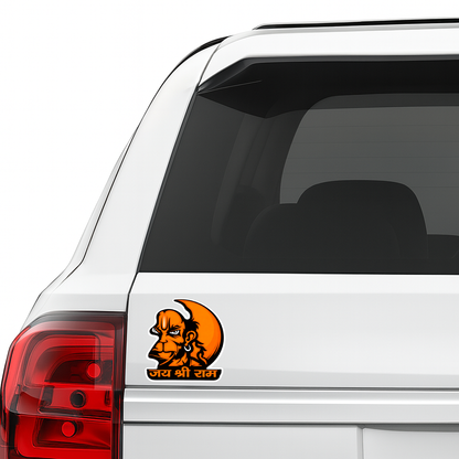 Smeeps Jai Shri Ram Hanuman Sticker – 10.16 × 10.42 cm (4 × 4.1 Inch) Premium Vinyl Decal | Bajrangbali Hindu Religious Design | Waterproof UV Resistant Wash Proof | Pack of 1