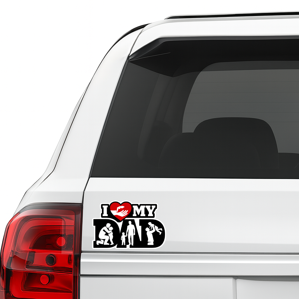 Smeeps I Love My Dad Vinyl Sticker – 11.43 × 7.62 cm (4.5 × 3 Inch) Waterproof Family Love Car Sticker | UV Resistant | Wash Proof | Pack of 1