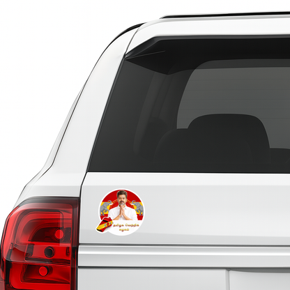 Smeeps Vijay Namaste Circular Car Sticker – 11.18 × 11.18 cm (4.4 × 4.4 Inch) Premium Vinyl Decal | Tamilaga Vettri Kazhagam (TVK) Theme | Waterproof UV Resistant Wash Proof | Pack of 1