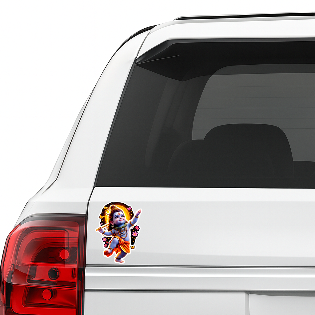 Smeeps Baby Shiva Vinyl Sticker – 10.16 × 10.16 cm (4 × 4 Inch) Waterproof Bike & Car Decal | Cute Bal Shiva Design | UV Resistant Wash Proof | Pack of 1