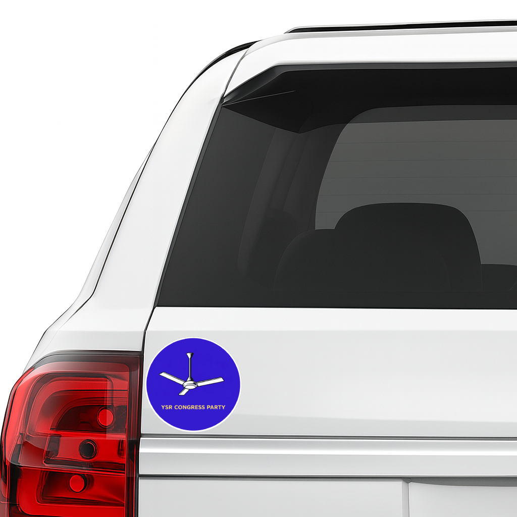 Smeeps YSR Congress Party Fan Symbol Vinyl Sticker – 10.16 × 10.16 cm (4 × 4 Inch) Waterproof Round Political Car Bike Laptop Sticker | UV Resistant Wash Proof Decal | Pack of 1
