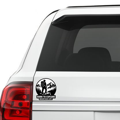 Smeeps Born To Explore Mountain Life Vinyl Sticker – 10.67 × 10.16 cm (4.2 × 4 Inch) Waterproof Adventure Travel Sticker for Car, Bike, Laptop & Helmet | UV Resistant | Pack of 1