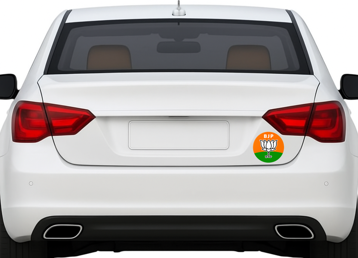 Smeeps BJP Lotus Symbol Sticker – 10.16 x 10.16 cm Round Vinyl Car & Bike Decal | Waterproof & UV Resistant | Political Party Logo Sticker