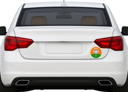 Smeeps BJP Lotus Symbol Sticker – 10.16 x 10.16 cm Round Vinyl Car & Bike Decal | Waterproof & UV Resistant | Political Party Logo Sticker