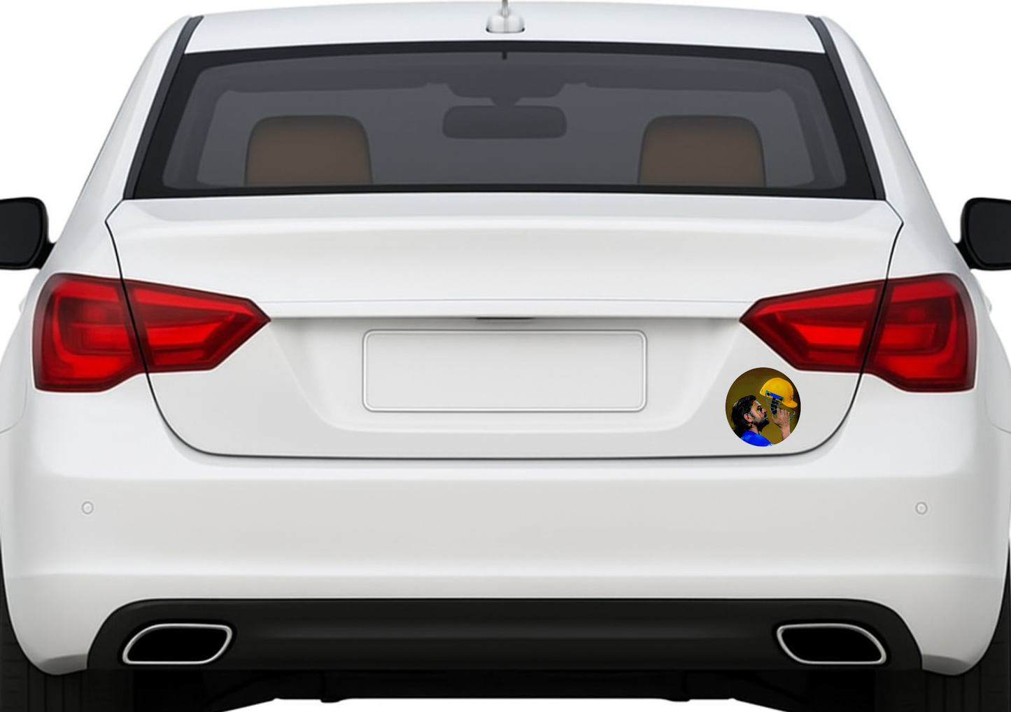 Smeeps MS Dhoni Tribute Sticker – 10.6 × 10.6 cm (4.2 × 4.2 Inch) Round Car & Bike Vinyl Decal | Captain Cool Helmet Kiss Design | Waterproof UV Resistant