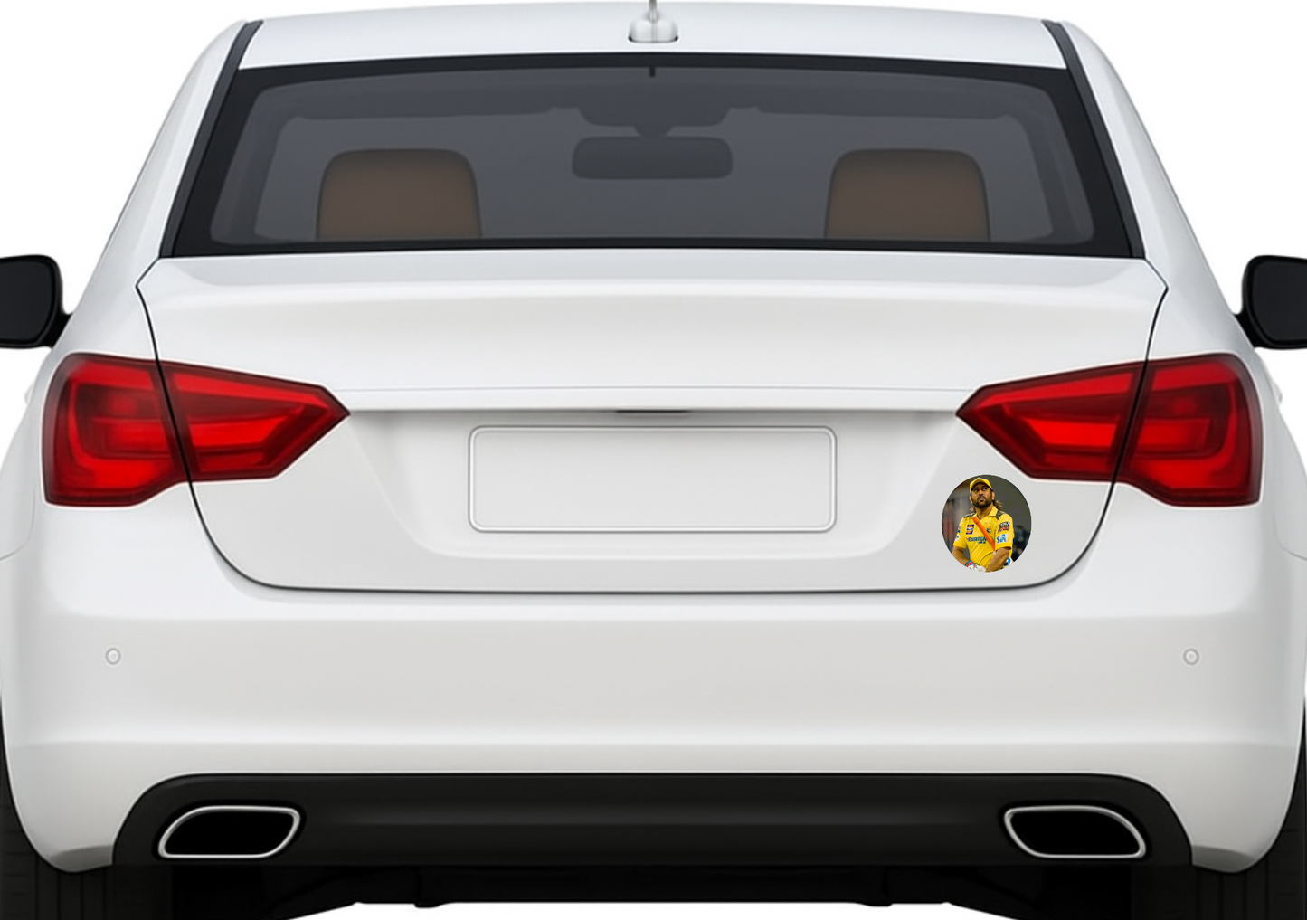 Smeeps MS Dhoni CSK Sticker – 10.9 × 10.16 cm (4.3 × 4 Inch) Round Car & Bike Vinyl Decal | Chennai Super Kings Captain Design | Waterproof UV Resistant