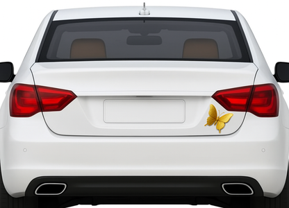 Smeeps Golden Butterfly Sticker – 10.42 x 10.16 cm Premium Vinyl Decal | 3D Metallic Effect | Waterproof & UV Resistant Car/Bike Sticker