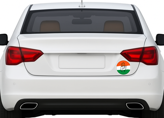 Smeeps Congress Tricolour Hand Symbol Sticker – 10.16 x 10.16 cm Round Vinyl Car & Bike Decal | Waterproof & UV Resistant | Indian National Congress Logo Sticker