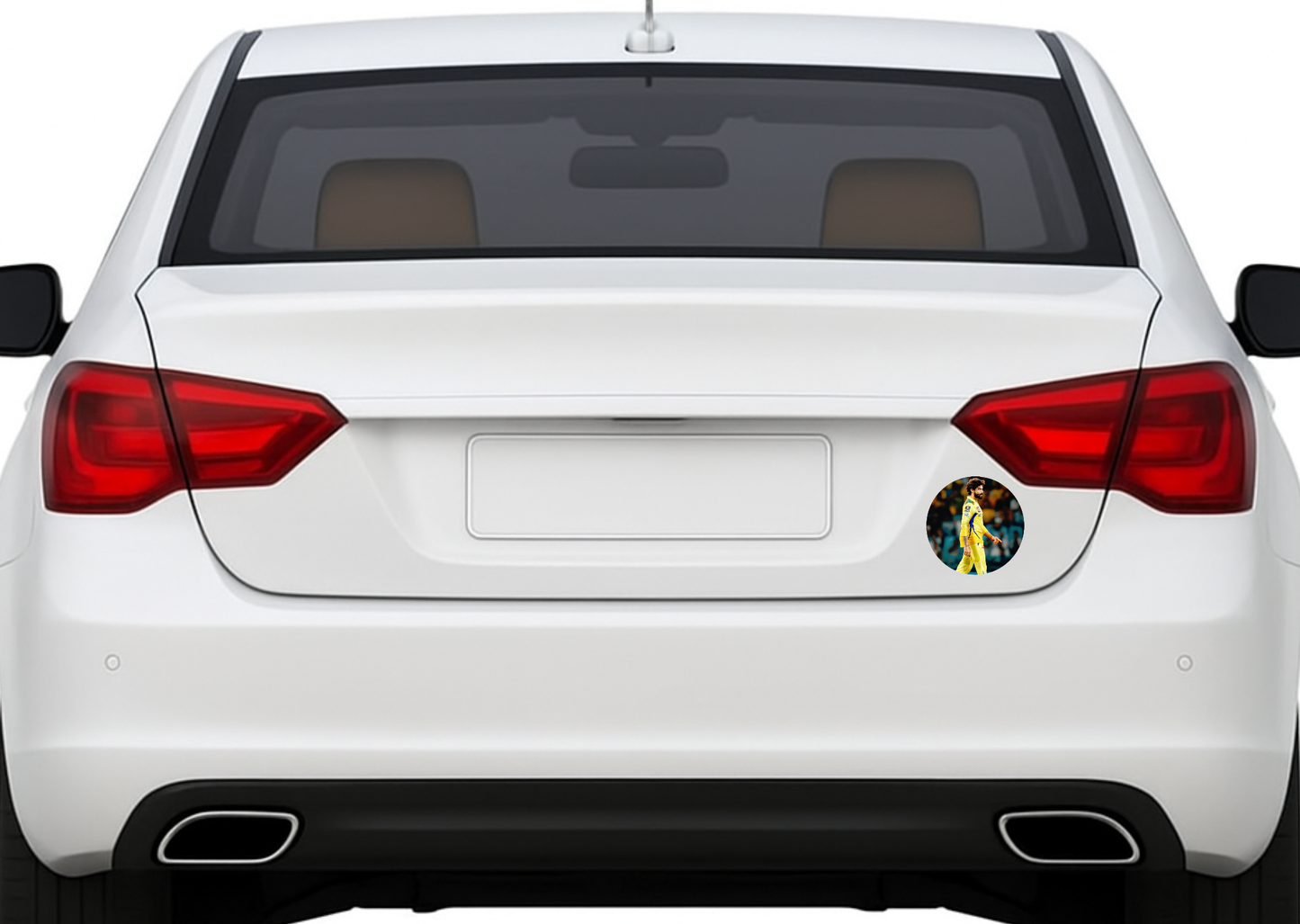 Smeeps Ravindra Jadeja CSK Sticker – 10.16 × 10.16 cm (4 × 4 Inch) Round Car & Bike Vinyl Decal | Chennai Super Kings All-Rounder Design | Waterproof UV Resistant