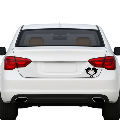 Smeeps Dolphin Couple Heart Sticker – 6.86 x 8.89 cm Car & Bike Vinyl Decal | Romantic Dolphin Love Design | Waterproof & Durable