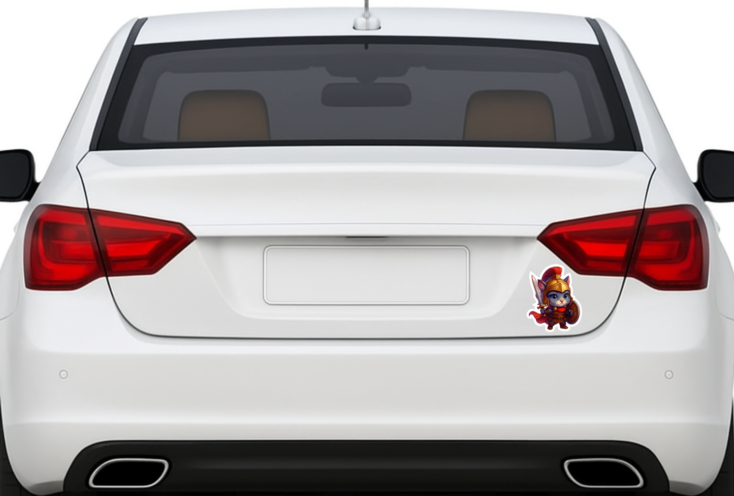 Smeeps Warrior Cat Sticker – 10.16 x 8.13 cm Cute Knight Cat Vinyl Decal | Car, Bike, Laptop Sticker | Waterproof & UV Resistant