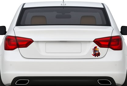 Smeeps Warrior Cat Sticker – 10.16 x 8.13 cm Cute Knight Cat Vinyl Decal | Car, Bike, Laptop Sticker | Waterproof & UV Resistant