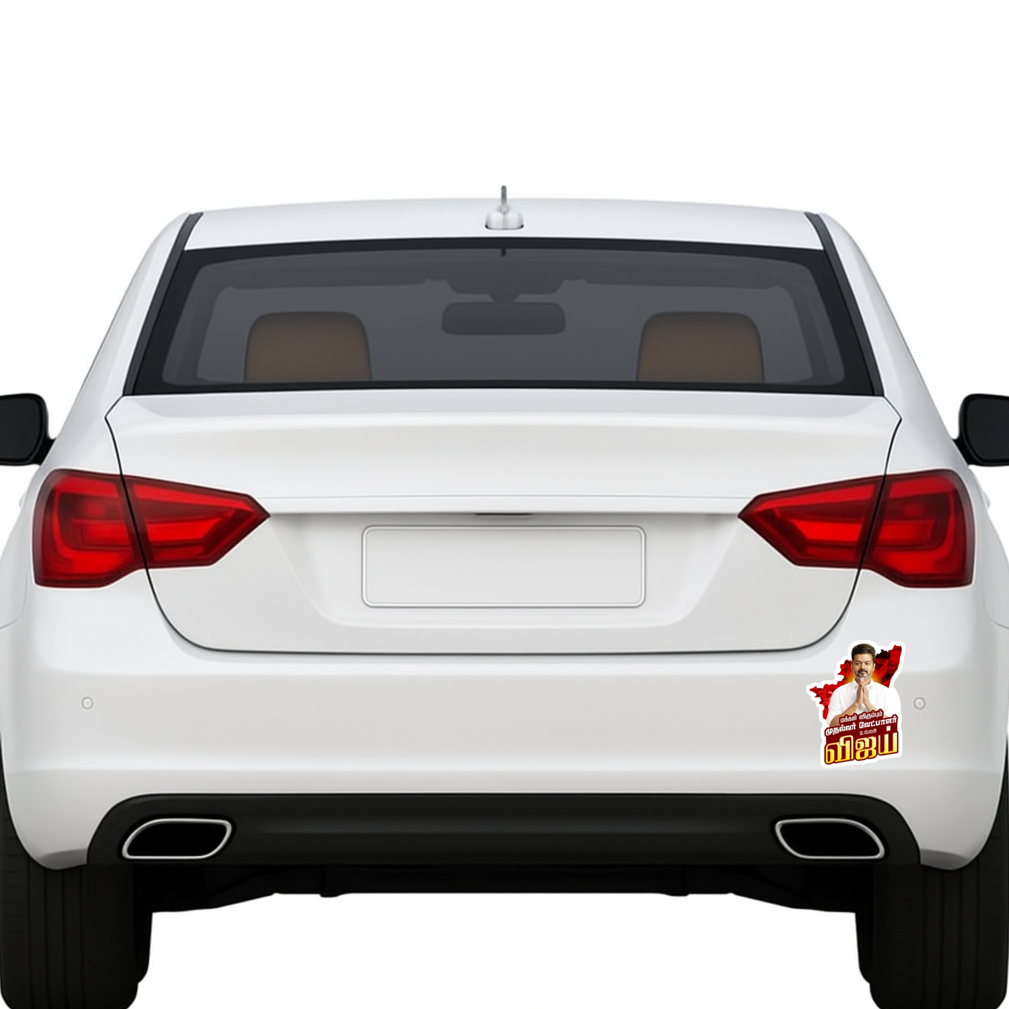 TITLE  Smeeps Vijay Political Sticker – 10.16 x 7.62 cm Vinyl Decal | Tamil Nadu Map Theme for Bike & Car