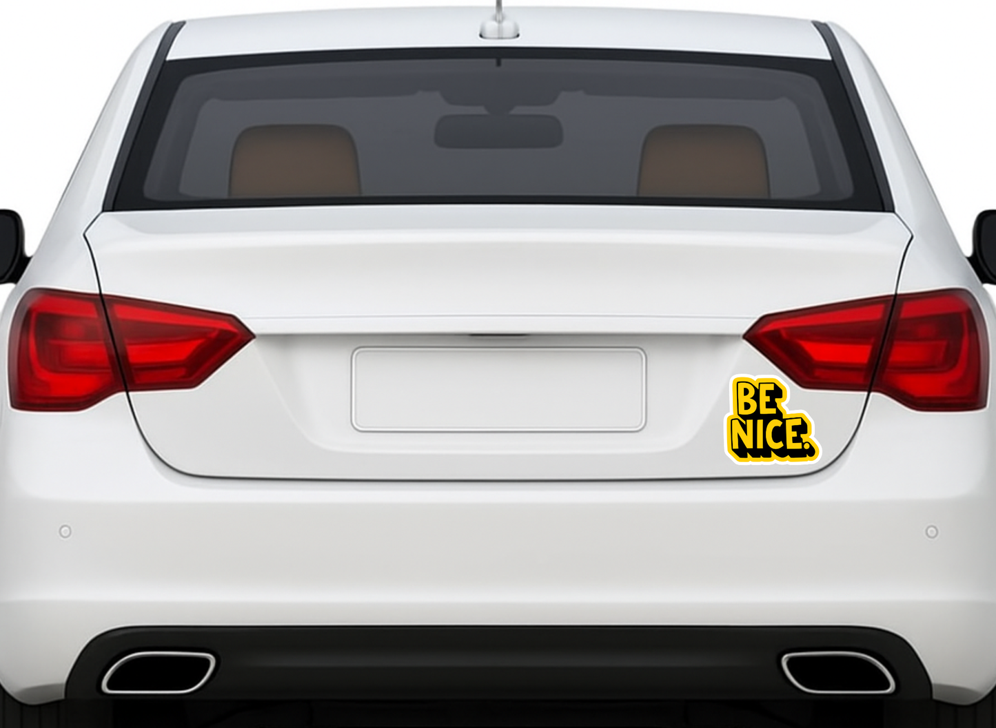 Smeeps “Be Nice.” Sticker – 8.89 x 8.13 cm Bold Motivational Car & Bike Vinyl Decal | Yellow & Black Typography Design | Waterproof & UV-Resistant Positive Message Sticker