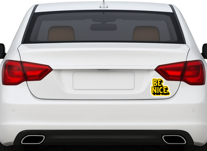Smeeps “Be Nice.” Sticker – 8.89 x 8.13 cm Bold Motivational Car & Bike Vinyl Decal | Yellow & Black Typography Design | Waterproof & UV-Resistant Positive Message Sticker