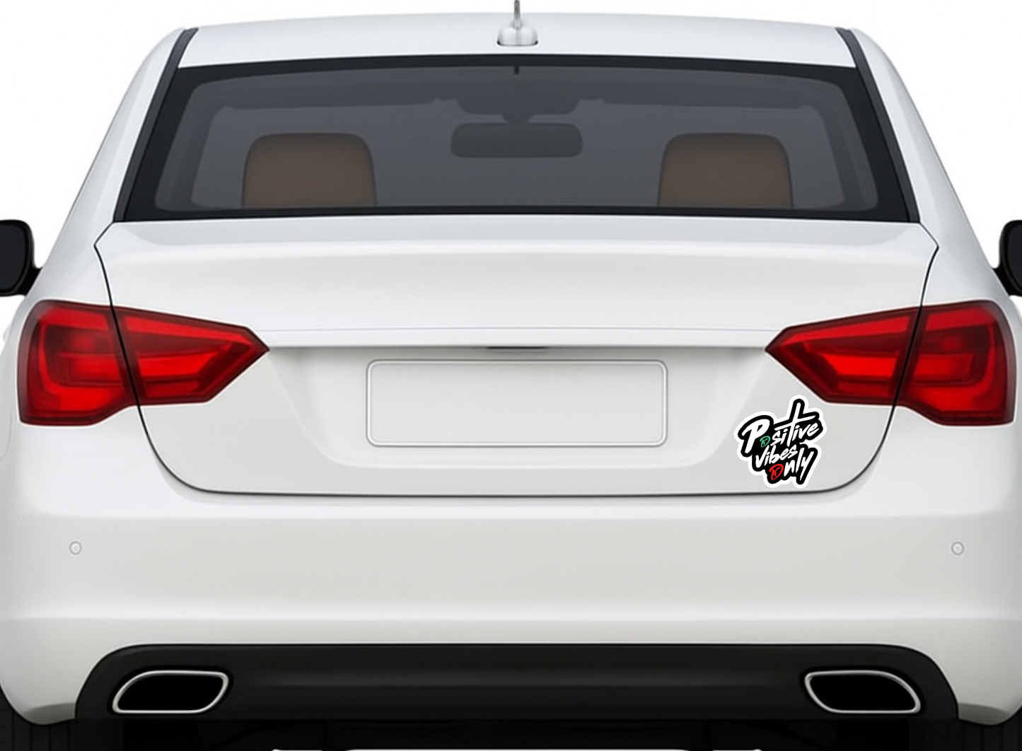 Smeeps Positive Vibes Only Sticker – 10.16 cm Motivational Stylish Vinyl Decal | Car & Bike Rear Glass Sticker | Waterproof & UV Resistant