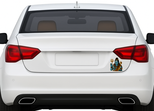 Smeeps Lord Shiva Sticker – 10.16 x 9.15 cm Mahadev Trishul & Damru Vinyl Decal | Hindu God Bholenath Sticker | Waterproof & UV-Resistant