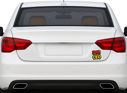 Smeeps “Born To Be CEO” Sticker – 10.16 x 10.16 cm Motivational Entrepreneur Vinyl Decal | Comic-Style Typography | Waterproof & UV-Resistant Car & Bike Sticker