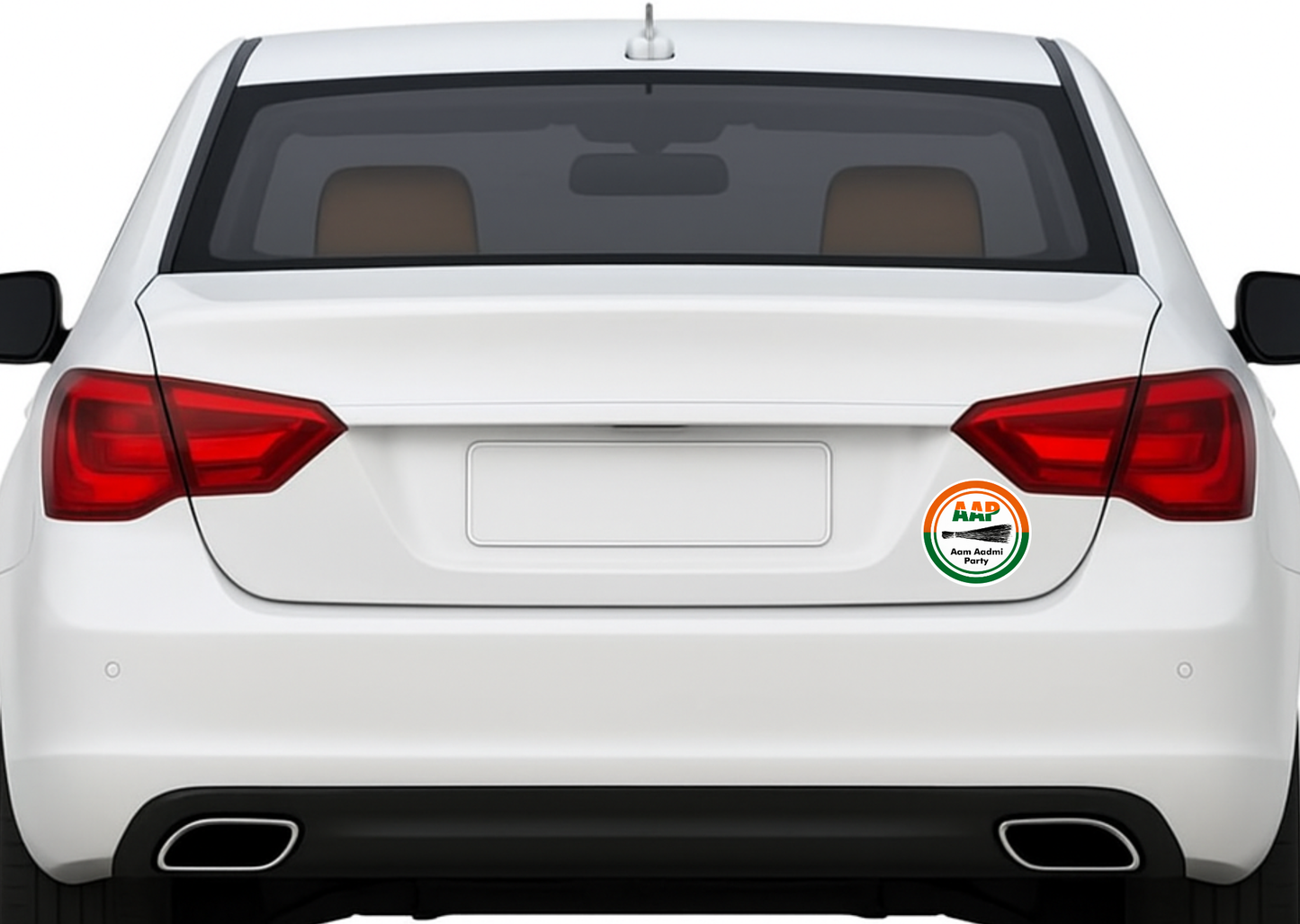 Smeeps AAP Logo Round Sticker – 10.16 cm / 4 Inch Car & Bike Vinyl Decal | Aam Aadmi Party Symbol | Waterproof & UV Resistant
