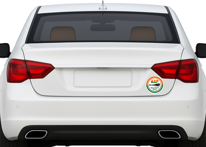 Smeeps AAP Logo Round Sticker – 10.16 cm / 4 Inch Car & Bike Vinyl Decal | Aam Aadmi Party Symbol | Waterproof & UV Resistant