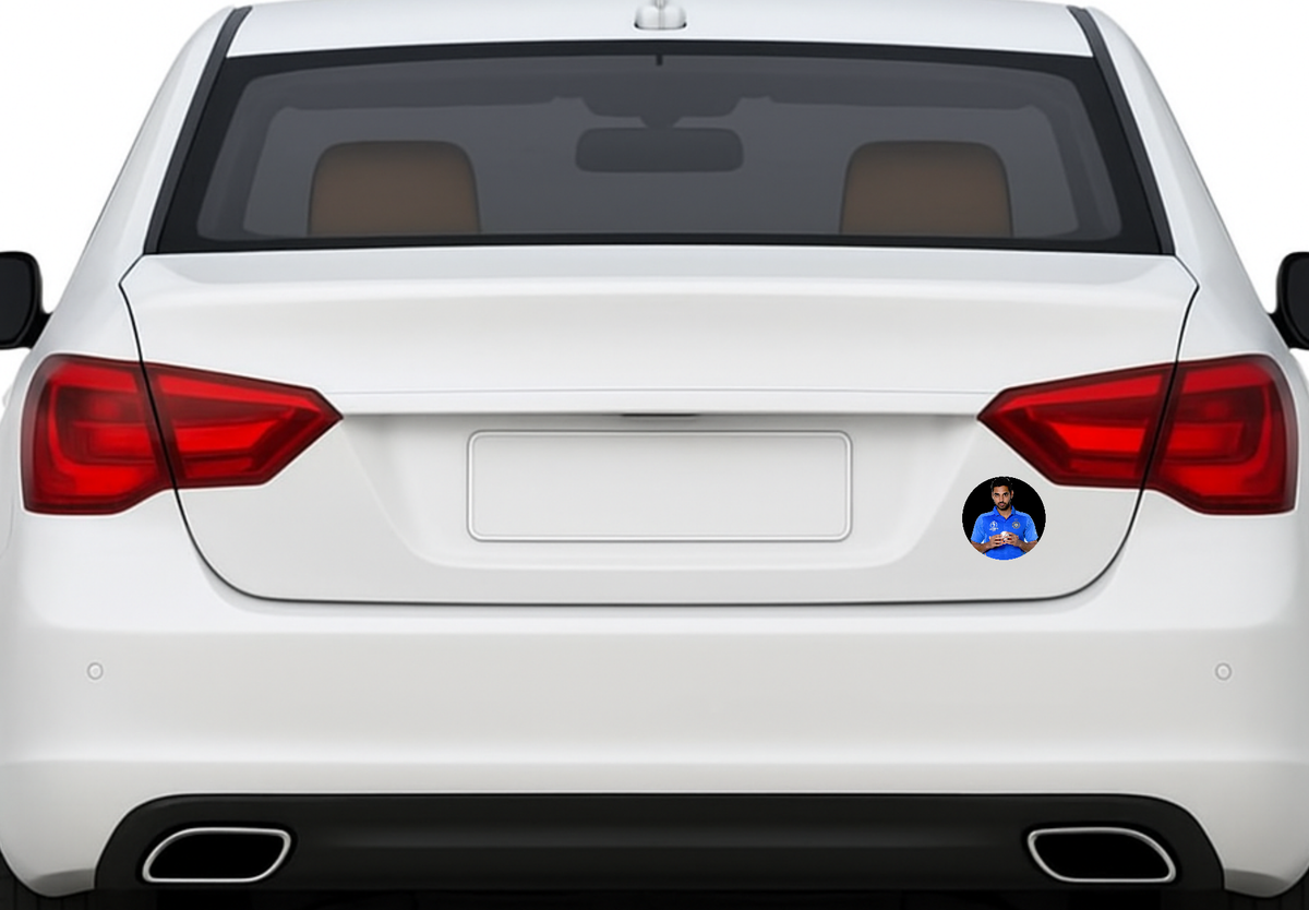 Smeeps Bhuvneshwar Kumar Sticker – 10.16 cm (4 Inch) India Cricket Fan Vinyl Decal | Waterproof UV Resistant Round Sticker