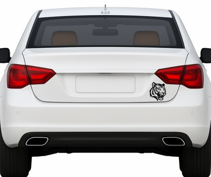 Smeeps Tiger Head Sticker – 8.89 x 7.62 cm Car & Bike Vinyl Decal | Bold Wildcat Design | Waterproof & Durable Black Graphic