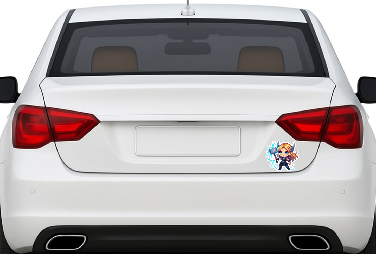 Smeeps Thunder Warrior Girl Sticker – 10.16 x 11.18 cm Chibi Superhero Vinyl Decal | Car, Bike, Laptop Waterproof Sticker