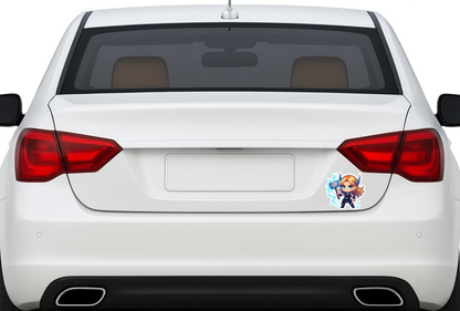 Smeeps Thunder Warrior Girl Sticker – 10.16 x 11.18 cm Chibi Superhero Vinyl Decal | Car, Bike, Laptop Waterproof Sticker