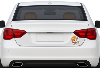 Smeeps Nami Chibi Sticker – 10.16 x 8.89 cm Car & Bike Vinyl Decal | Cute Anime Compass Design | Waterproof & UV-Resistant