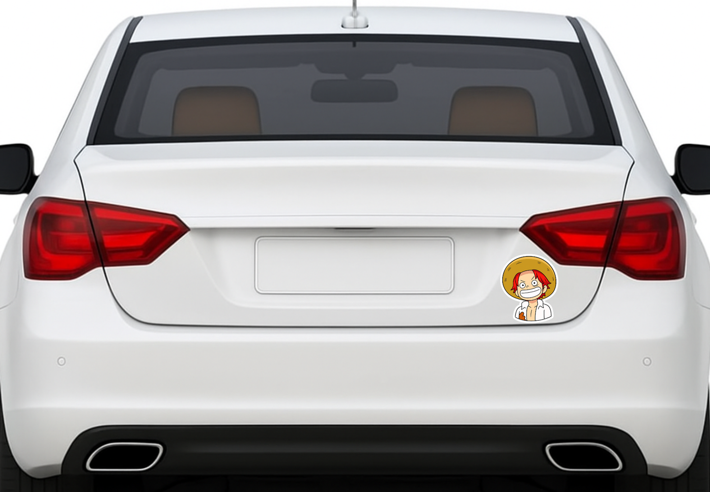 Smeeps Shanks Mini Face Sticker – 10.16 cm Car & Bike Vinyl Decal | Cute Red Hair Pirate Design | Waterproof & UV-Resistant