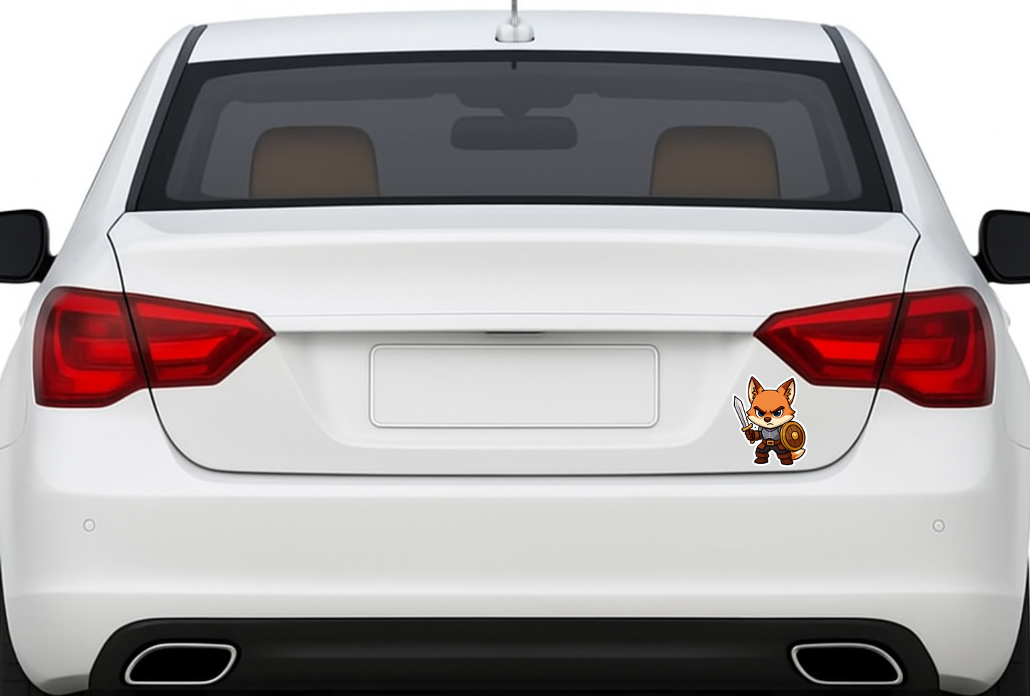 Smeeps Warrior Fox Sticker – 10.16 x 8.13 cm Car & Bike Vinyl Decal | Cute Samurai Fox Warrior | Waterproof & UV Resistant