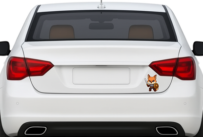 Smeeps Warrior Fox Sticker – 10.16 x 8.13 cm Car & Bike Vinyl Decal | Cute Samurai Fox Warrior | Waterproof & UV Resistant
