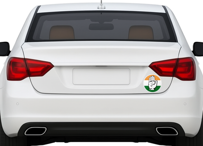 Smeeps Congress Hand Symbol Sticker – 10.16 x 10.16 cm Round Vinyl Car & Bike Decal | Waterproof & UV Resistant | Indian National Congress Logo Sticker