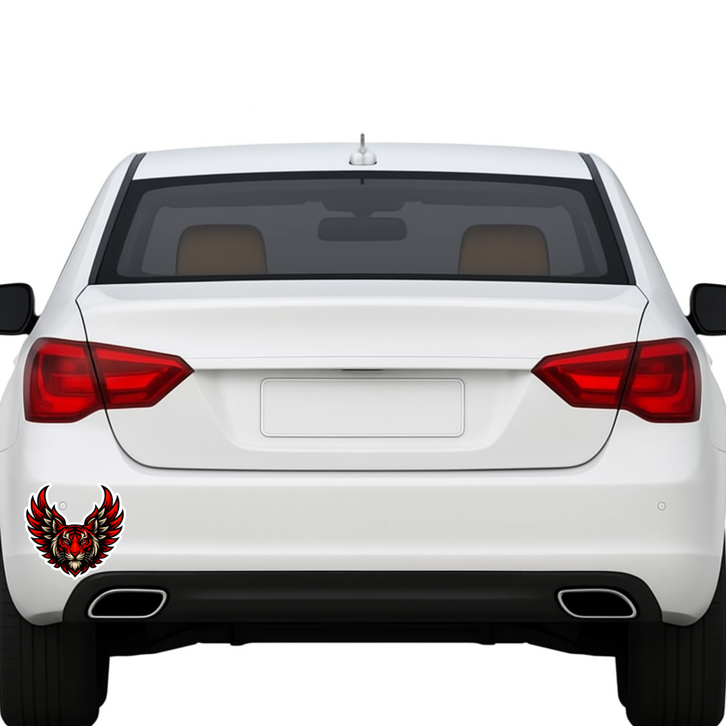 Smeeps Winged Tiger Sticker – 13.97 x 14.74 cm Car & Bike Vinyl Decal | Majestic Red Tiger Head with Wings | Waterproof & Durable Design