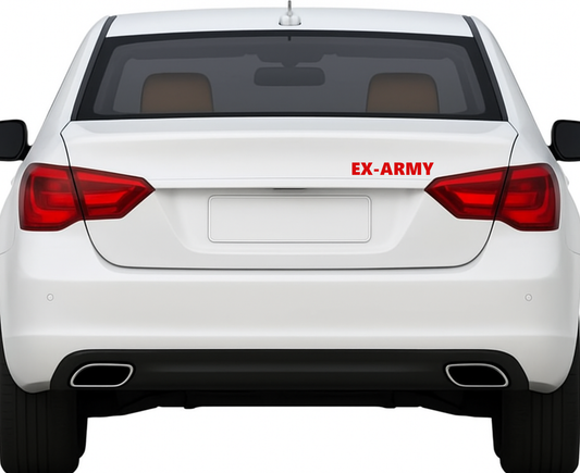 Smeeps EX-ARMY Sticker – 20.26 x 3 cm Bold Vinyl Decal | Red Military Veteran Car Back Glass Sticker | Waterproof & UV-Resistant