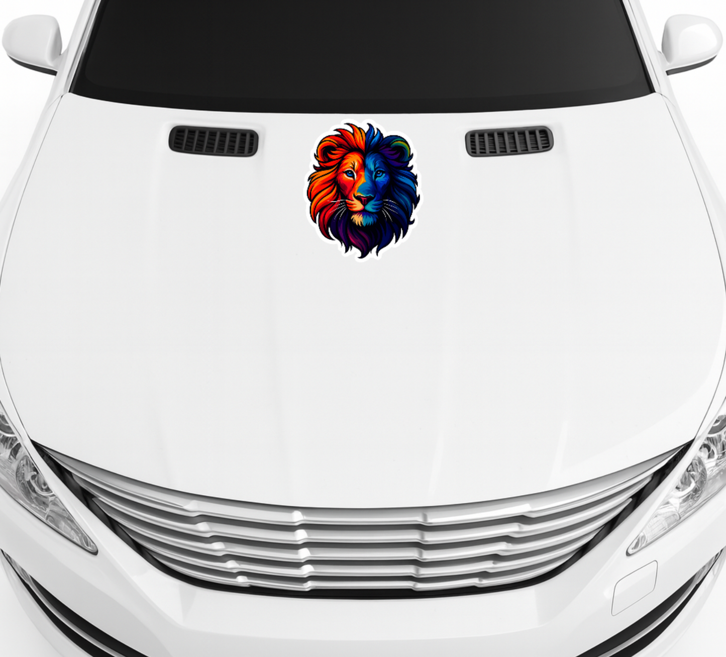 Smeeps Colourful Lion Head Sticker – 13.97 x 11.69 cm Car & Bike Vinyl Decal | Vibrant Multicolor Art Design | Waterproof & Fade-Resistant