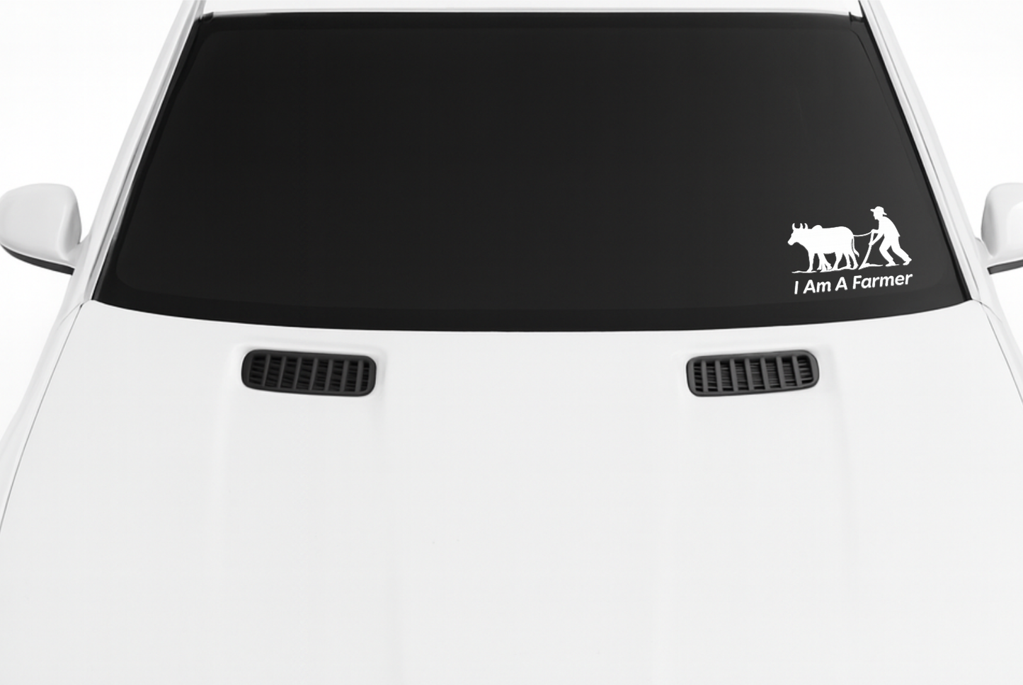 Smeeps I Am A Farmer Sticker – 7.62 x 11.43 cm Car & Bike Vinyl Decal | Farmer & Bull Silhouette Design | Waterproof & Durable