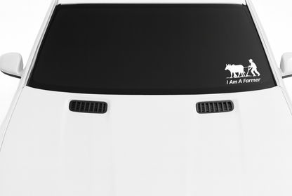 Smeeps I Am A Farmer Sticker – 7.62 x 11.43 cm Car & Bike Vinyl Decal | Farmer & Bull Silhouette Design | Waterproof & Durable